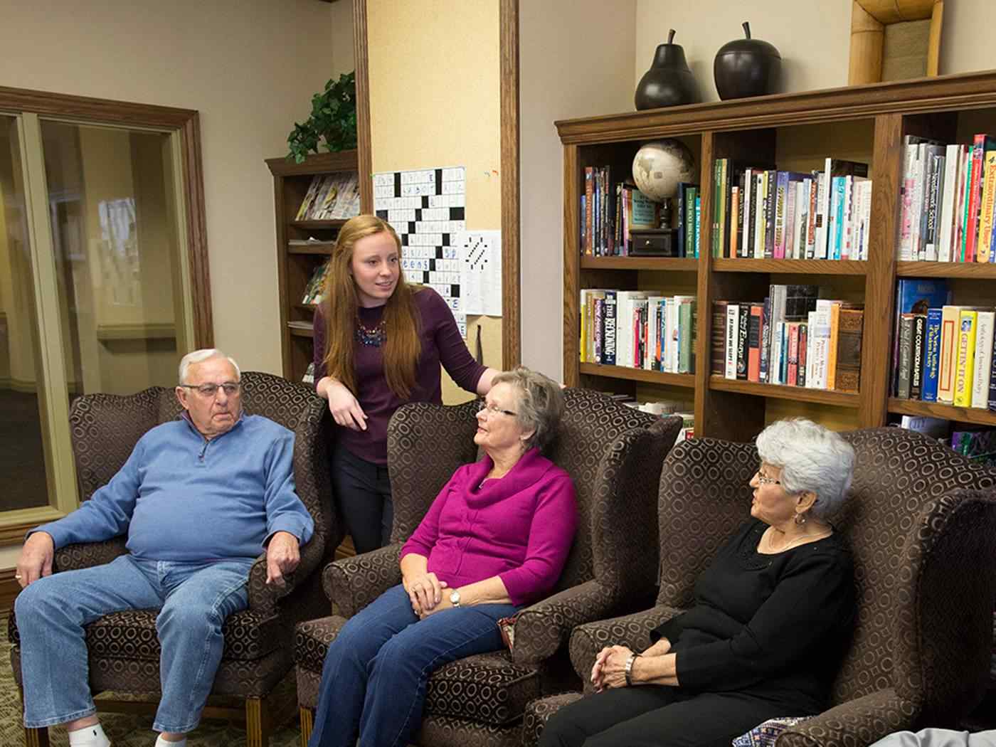 Student gathers with elder patients