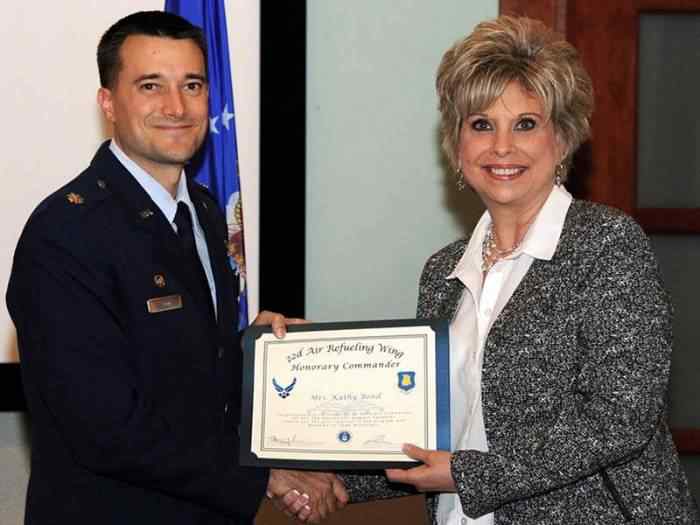 Kathy Bond receiving her honorary commander award. 