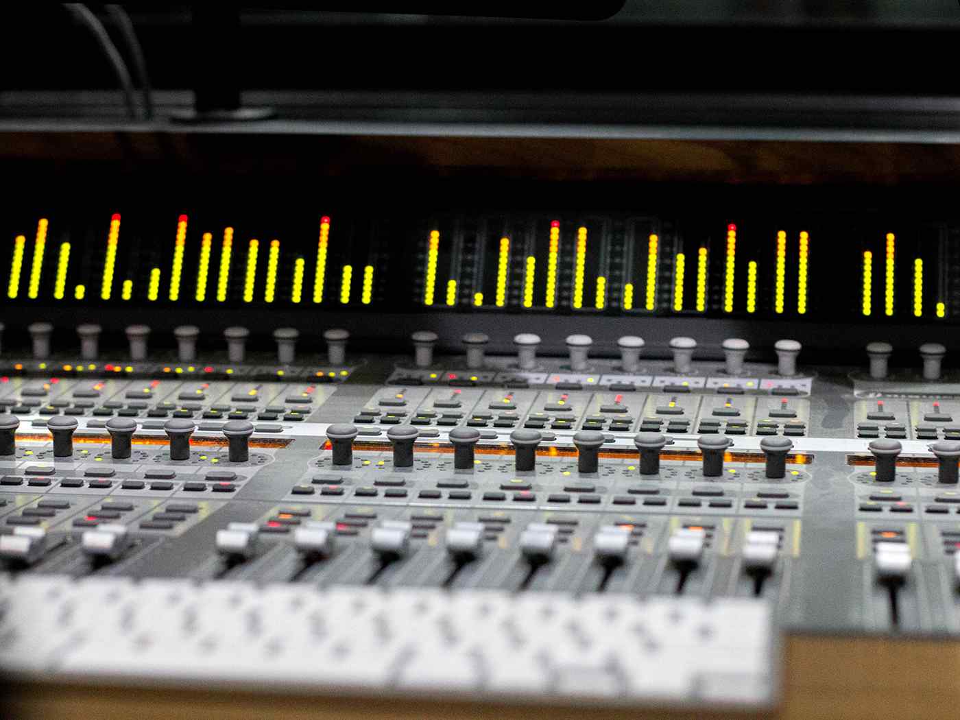 Recording music on control desk.